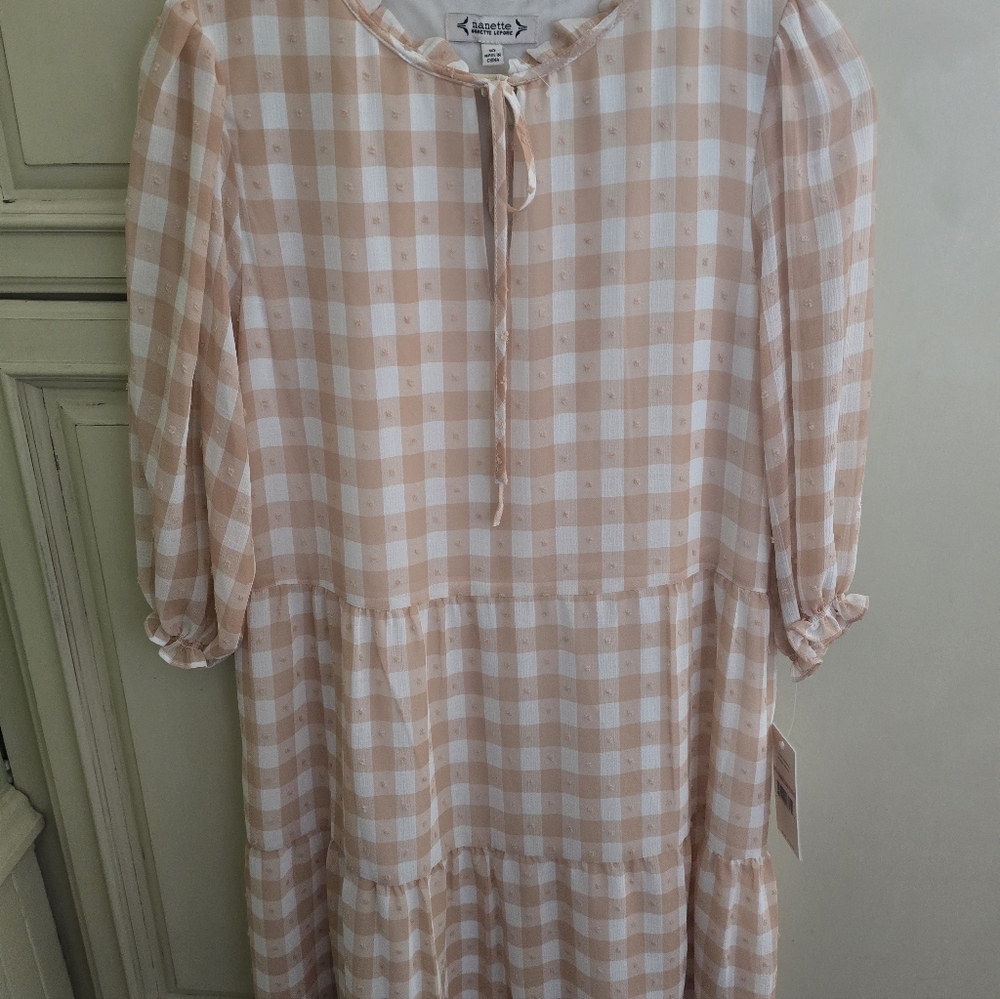 NWT NANETTE LEPORE Blush Gingham Dress - Picture 5 of 10